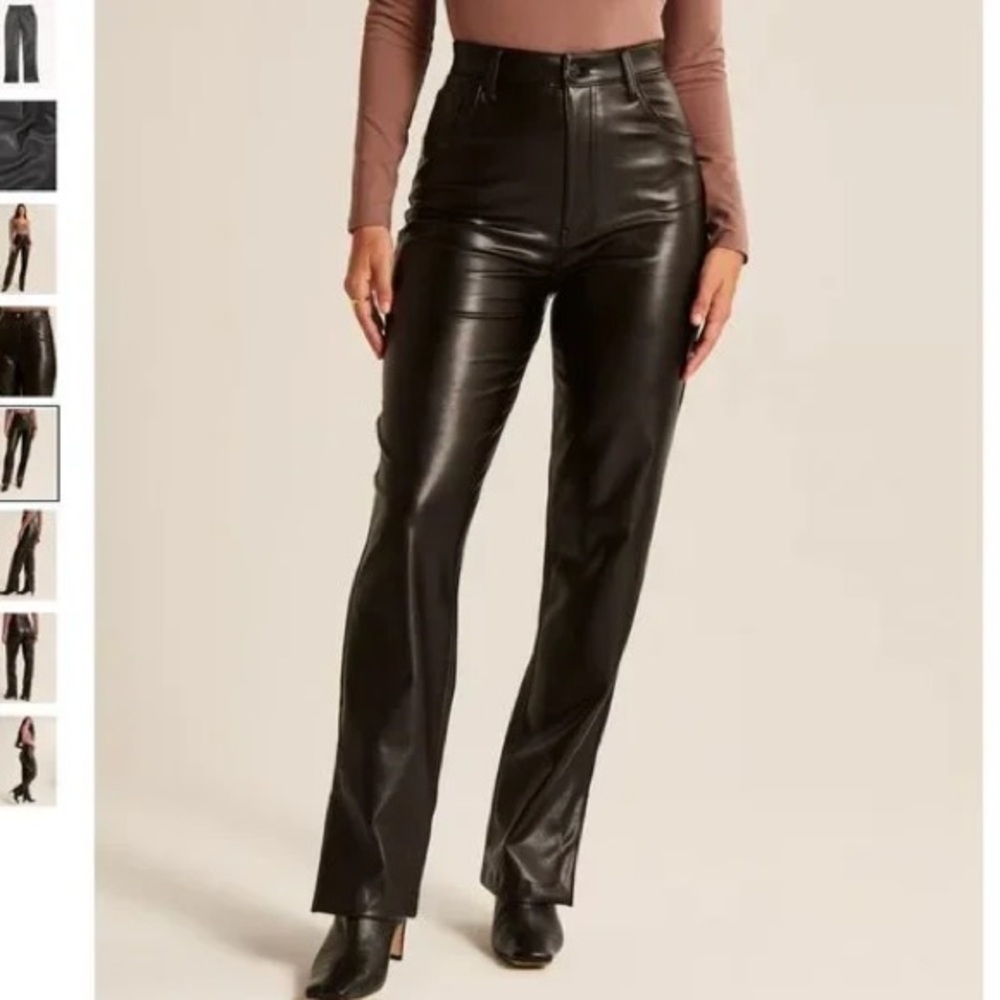 Black High-Waisted Leather Pants
